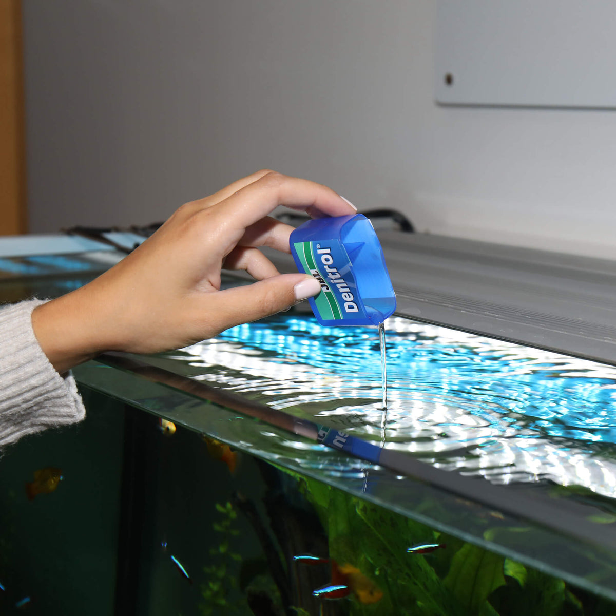 Envase de JBL Denitrol, activador biológico para acuarios de agua dulce y salada.