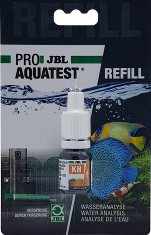 Reactivo de recambio JBL ProAquaTest KH Refill para medir la dureza de carbonatos del agua.