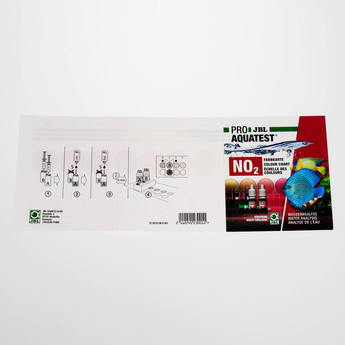 Kit JBL ProAquaTest NO2 para medir nitritos en acuarios y estanques.