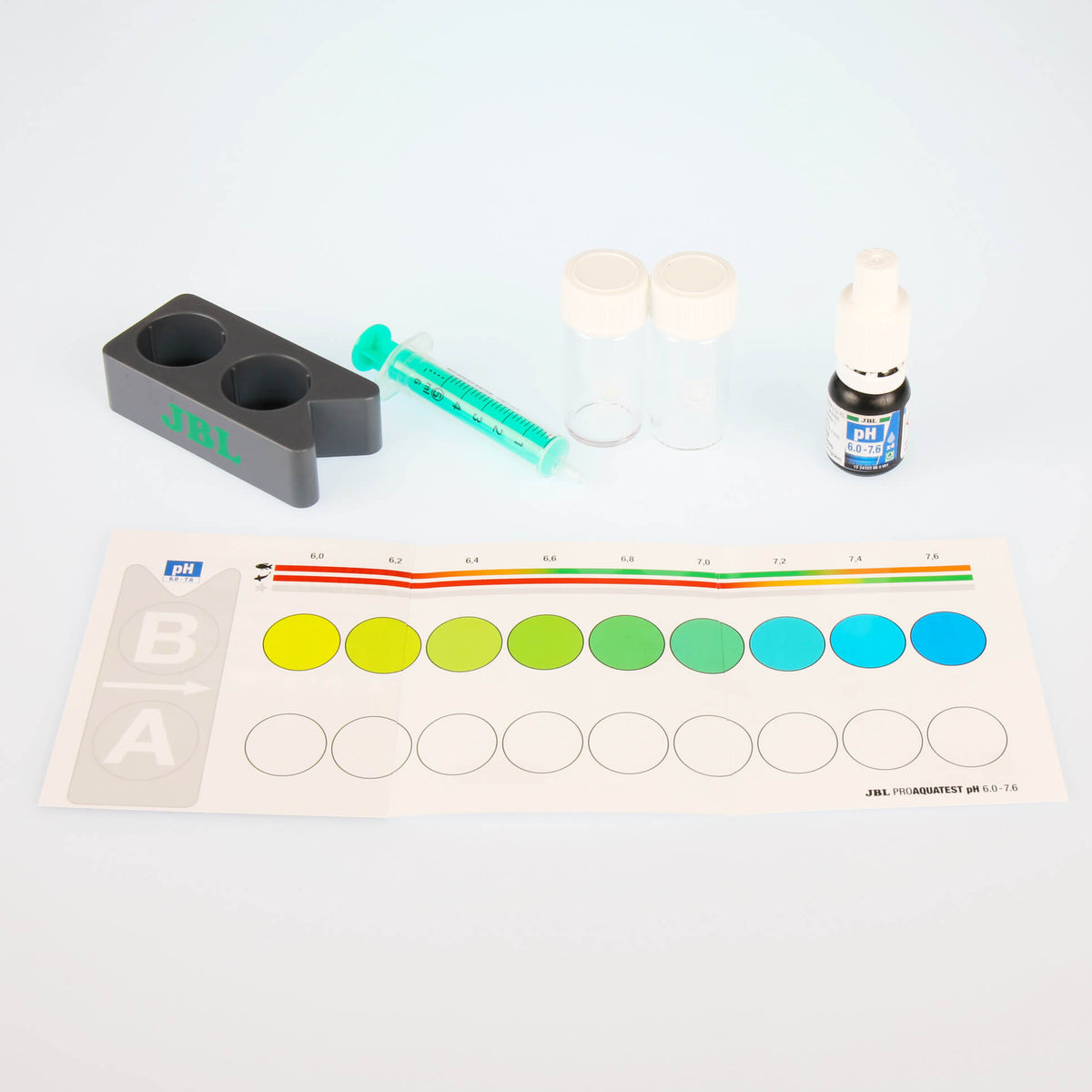 Kit JBL ProAquaTest pH 6,0–7,6 para medir el pH en acuarios de agua dulce.
