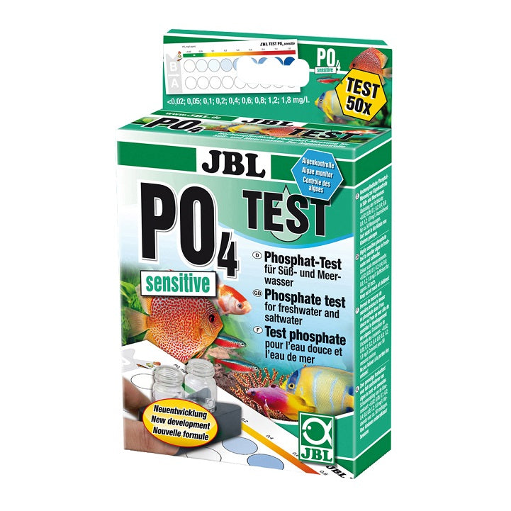 Kit JBL ProAquaTest PO4 Sensitive para medir fosfatos en acuarios y estanques.
