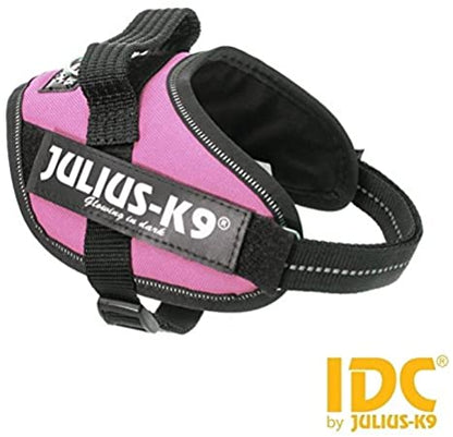 Arnés ajustable JULIUS K9 IDC Powerharness de color rosa para perros.
