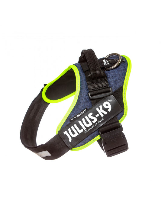 Arnés JULIUS-K9 IDC Powerharness diseño vaquero y neón para perros