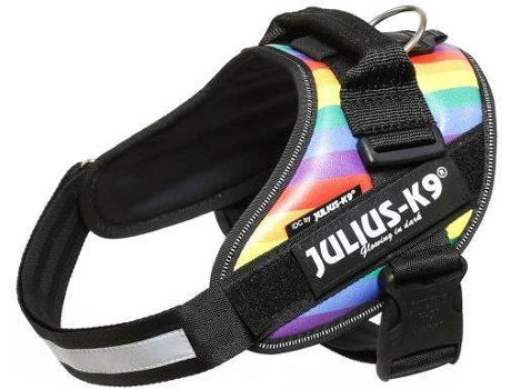 Arnés JULIUS K9 IDC Powerharness Arco Iris reflectante y ergonómico para perros