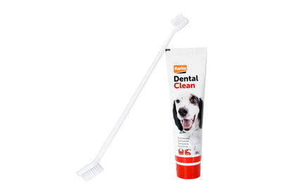 Karlie Flamingo Pet Care set dental para perros con pasta dentífrica de 85 g y cepillo de dientes de doble cabezal