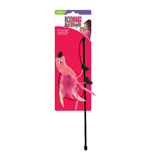 Juguete interactivo KONG caña de plumas para gatos con boa y sonido
