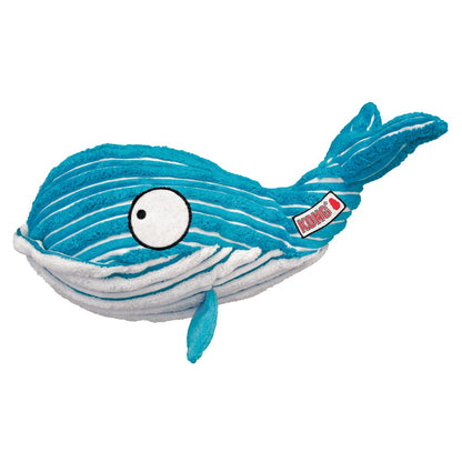 KONG CuteSeas Ballena juguete de pana suave con chirriador y sonido crujiente para perros
