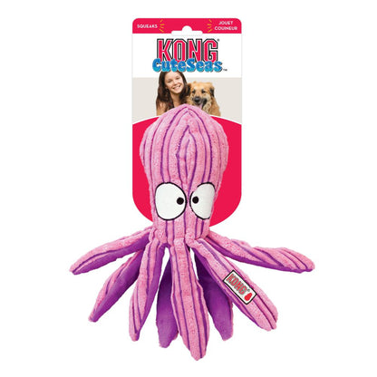 KONG CuteSeas Pulpo juguete de pana con chirriador y sonido crujiente para perros