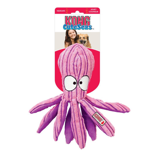 KONG CuteSeas Pulpo juguete de pana para perros con chirriador y sonido crujiente