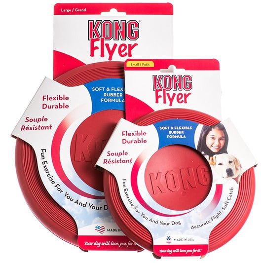 KONG Flyer Classic frisbee resistente y flexible para perros, seguro para dientes y encías