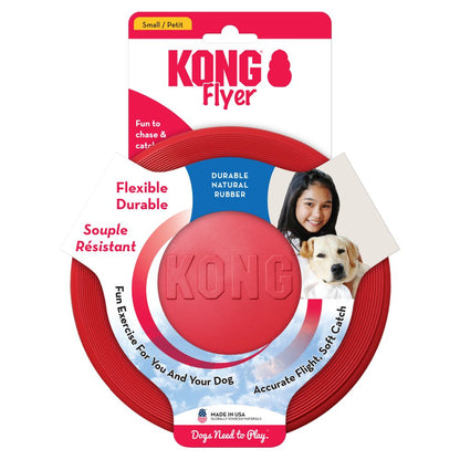 KONG Flyer Classic frisbee resistente y flexible para perros, seguro para dientes y encías