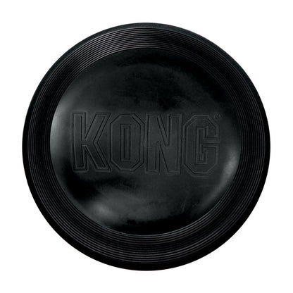KONG Flyer Extreme frisbee negro resistente para perros con mordidas fuertes, seguro para dientes y encías