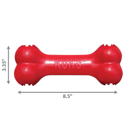 KONG Goodie Bone Rojo hueso dispensador de golosinas para perros con Denta-Ridges