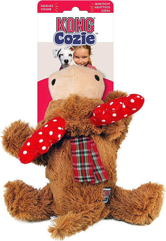 KONG Holiday Cozie Reindeer talla M, reno de peluche navideño suave para perros