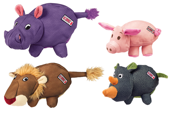 KONG Phatz peluches resistentes para perros con chirriador de tono bajo