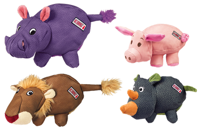 KONG Phatz peluches resistentes para perros con chirriador de tono bajo