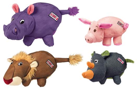 KONG Phatz peluches resistentes para perros con chirriador de tono bajo