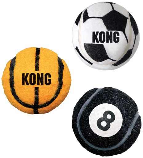 Pelotas deportivas KONG Sport Balls para juegos de buscar y traer con perros.