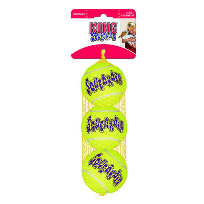 KONG SqueakAir Ball pelota de tenis con chirriador y fieltro no abrasivo para juegos de buscar y recoger con perros