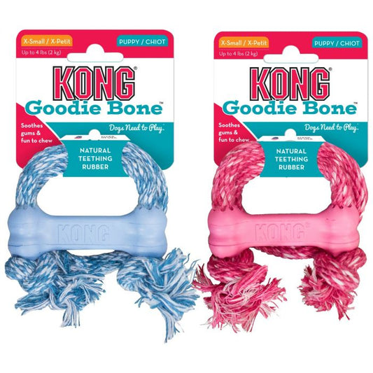 KONG Goodie Bone Puppy es el juguete ideal para cachorros. Hueso de goma blanda con cuerda dental para morder y jugar. Envío gratis desde 30 € en Gran Canaria.