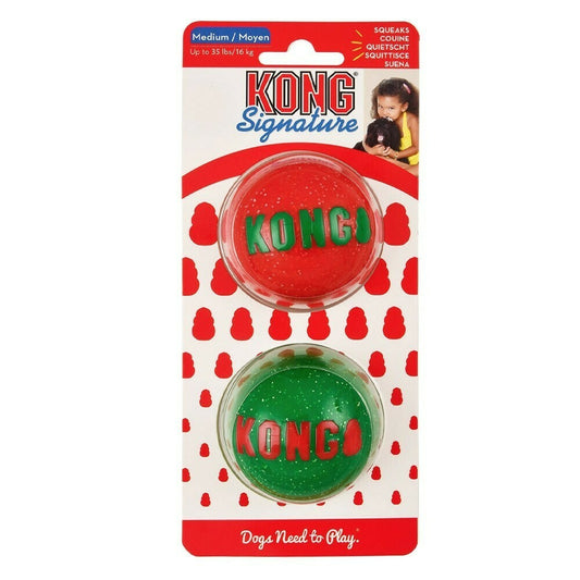 KONG SIGNATURE PELOTAS TALLA-MEDIUM 2-UNIDADES.  Gabo y Gordo Pet Shop, tienda online en las Islas Canarias, España, tienda online para mascotas, perros, gatos, conejos, tortugas, animales, accesorios para mascotas en general. 