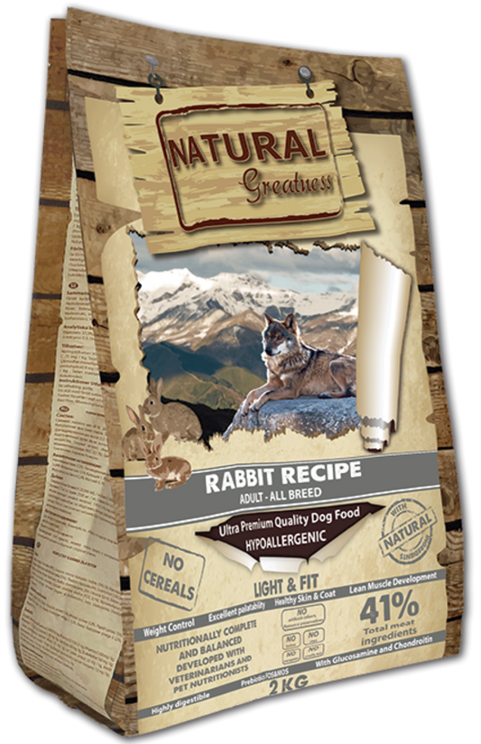Natural Greatness Conejo Light & Fit – Pienso sin cereales light para perros adultos, esterilizados y senior