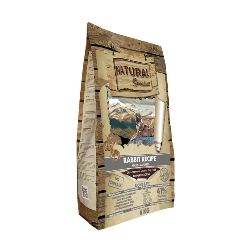 Natural Greatness Conejo Light & Fit – Pienso sin cereales light para perros adultos, esterilizados y senior