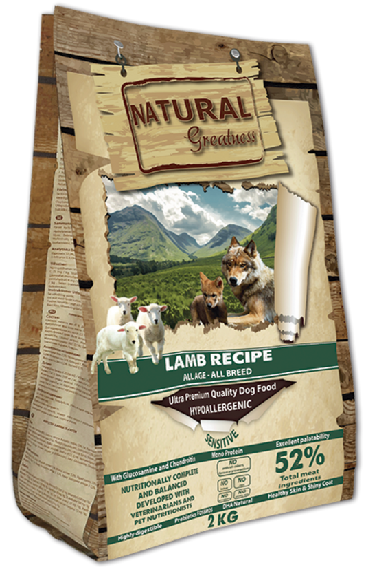 NATURAL GREATNESS Cordero pienso sin cereales para perros con digestión sensible medianos y grandes