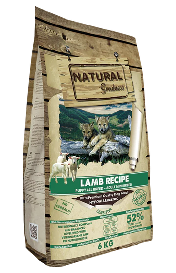 Pienso Natural Greatness Mini Starter Cordero sin cereales para cachorros y perros pequeños