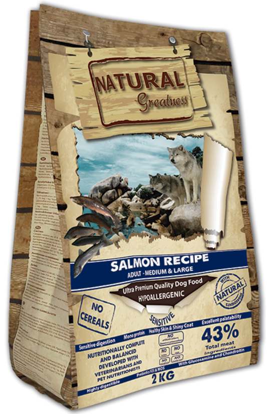 NATURAL GREATNESS Salmón pienso sin cereales para perros adultos medianos y grandes