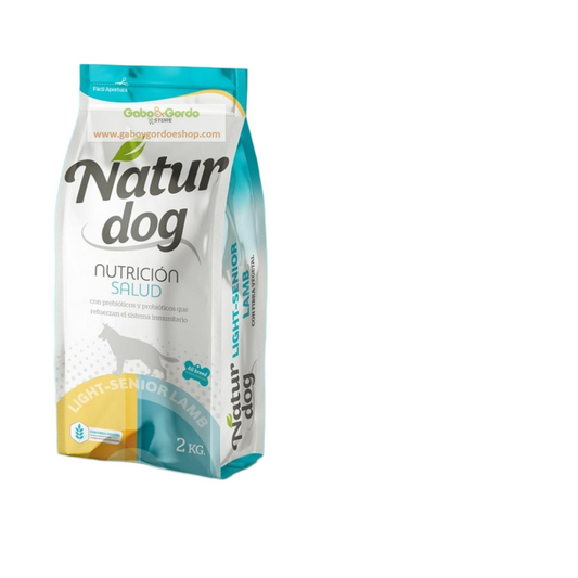 Saco de pienso NATURDOG Light Senior Lamb – alimento natural para perros mayores