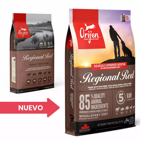 Pienso ORIJEN Regional Red natural sin cereales con carnes rojas para perros