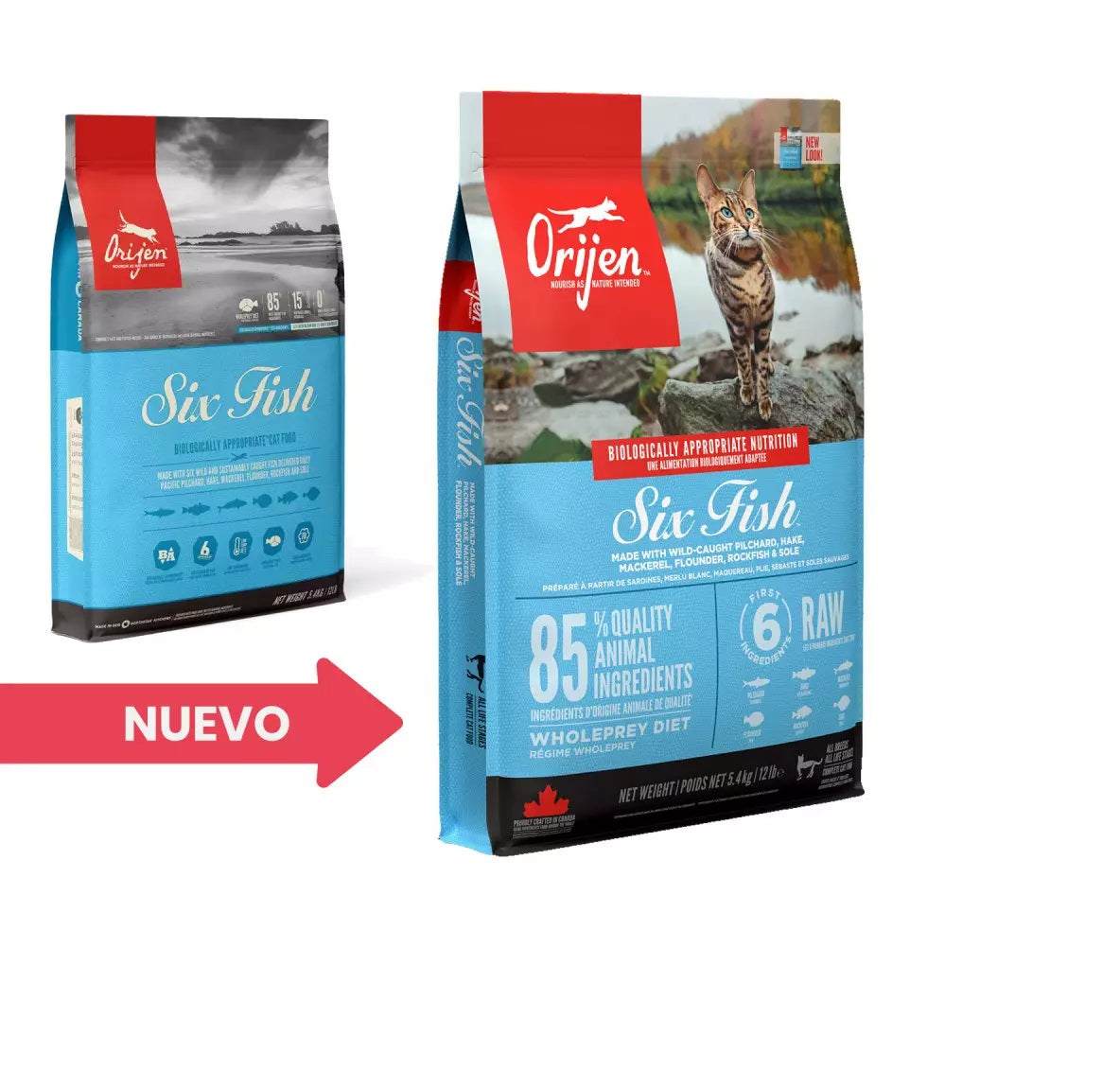 Pienso ORIJEN Six Fish Cat natural sin cereales con 6 pescados frescos
