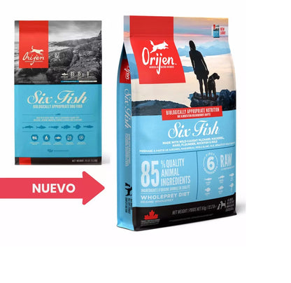 Pienso natural ORIJEN Six Fish para perros adultos con sensibilidad digestiva y sin cereales