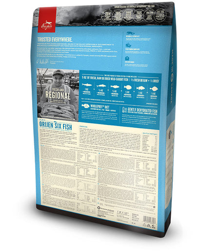 Pienso natural ORIJEN Six Fish para perros adultos con sensibilidad digestiva y sin cereales