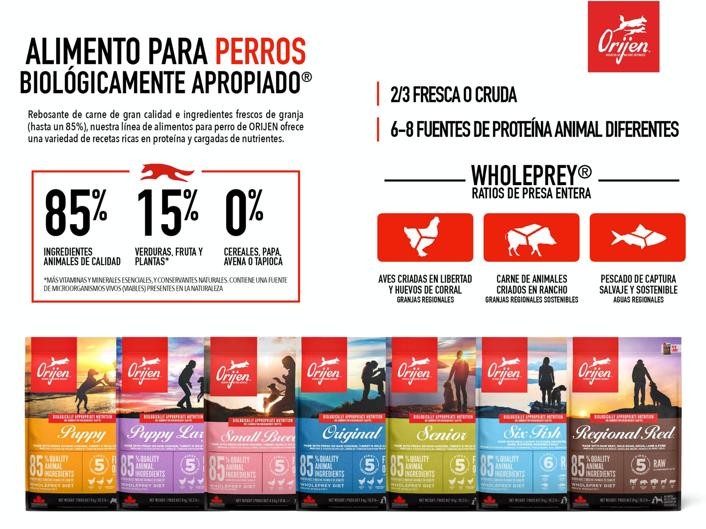 Pienso natural ORIJEN Six Fish para perros adultos con sensibilidad digestiva y sin cereales