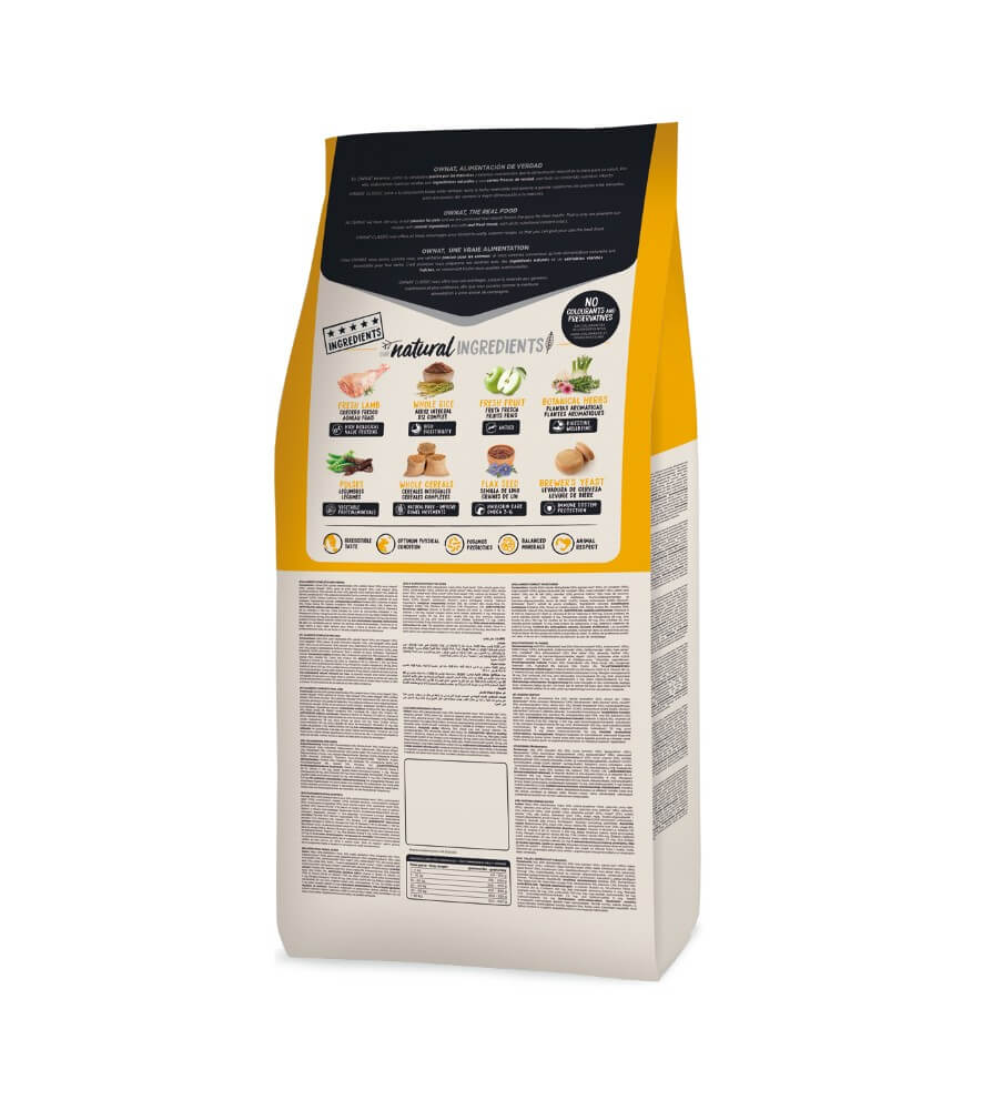 Ownat Classic Lamb & Rice Dog pienso premium con cordero y arroz para perros con sensibilidad digestiva y cutánea en Canarias