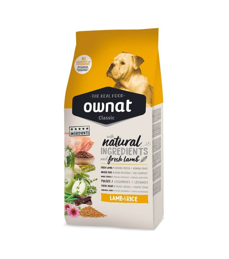 OWNAT Classic Lamb & Rice pienso con cordero fresco y arroz para perros adultos, disponible en Gabo y Gordo E Shop