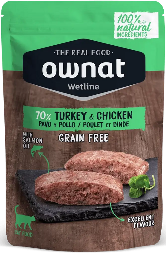 Ownat Wetline Cat – Comida húmeda natural con pavo y pollo