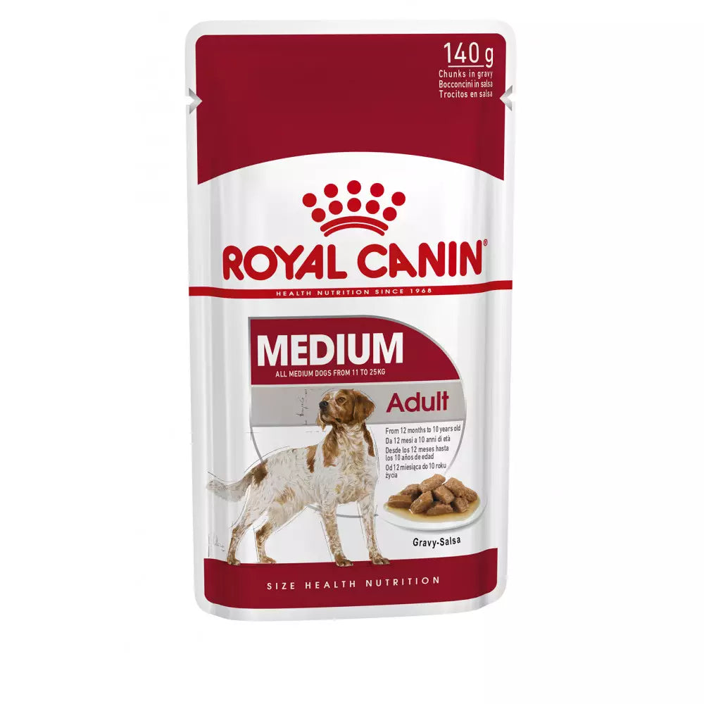 ROYAL CANIN Medium Adult Pouch 140 g x 10 unidades | Comida húmeda para perros