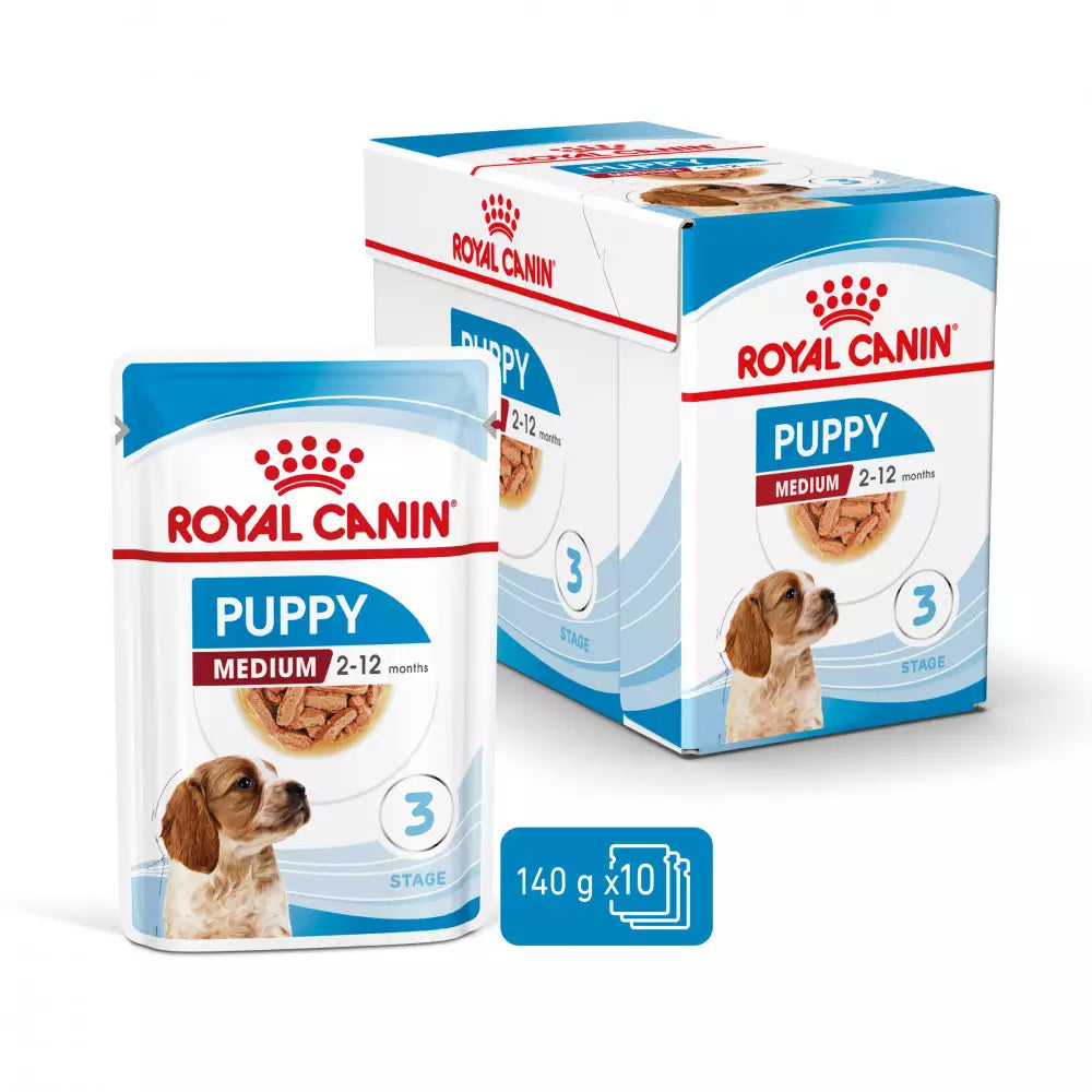 Royal Canin Medium Puppy pouch 10x140g comida húmeda cachorro raza mediana Gabo y Gordo E Shop Gran Canaria
