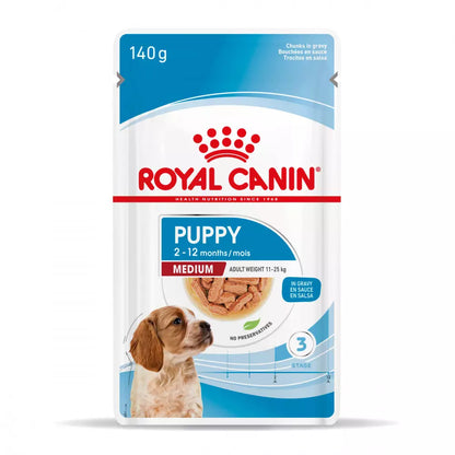 Royal Canin Medium Puppy pouch 10x140g comida húmeda cachorro raza mediana Gabo y Gordo E Shop Gran Canaria