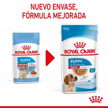 Royal Canin Medium Puppy pouch 10x140g comida húmeda cachorro raza mediana Gabo y Gordo E Shop Gran Canaria