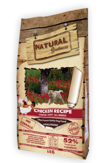 NATURAL GREATNESS RECETA DE POLLO CACHORROS, PERROS MINI SIN CEREALES en Gabo y Gordo Pet Shop, tienda online en las Islas Canarias, España, tienda online para mascotas, perros, gatos, conejos, tortugas, animales, accesorios para mascotas en general. 