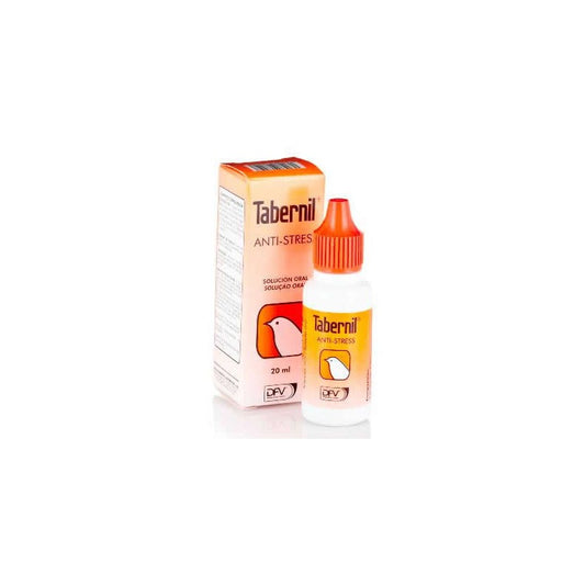 Tabernil Anti-Stress 20 ml para aves ornamentales – alivia el estrés y fortalece la recuperación.