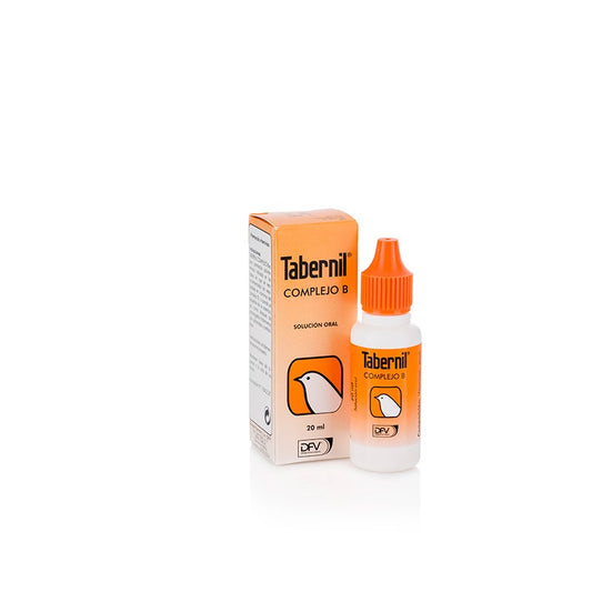 Suplemento vitamínico Tabernil Complejo B para aves ornamentales en frasco de 20 ml