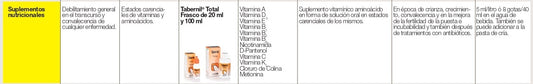 Tabernil Total 20 ml – Suplemento vitamínico y aminoácido para aves ornamentales